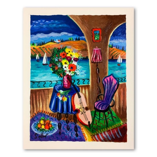 Shlomo Alter, "Spanish Guitar" Hand Signed Limited Edition Serigraph on Paper wi