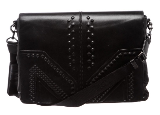MCM M. Moment Black Leather Messenger Bag