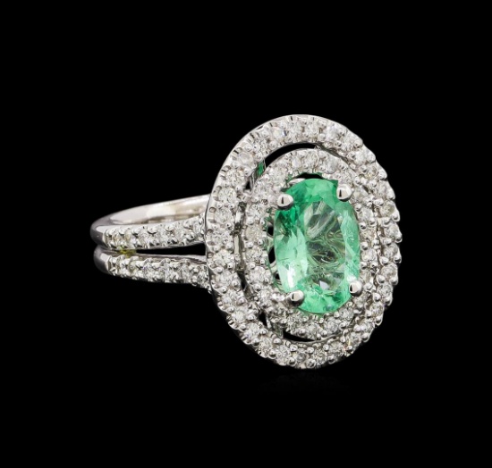 1.50 ctw Emerald and Diamond Ring - 14KT White Gold