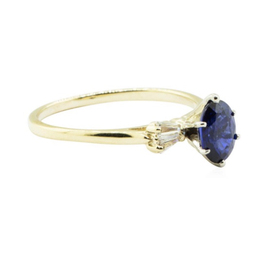 1.17 ctw Blue Sapphire and Diamond Ring - 14KT Yellow Gold