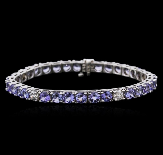 14KT White Gold 13.13 ctw Tanzanite and Diamond Bracelet