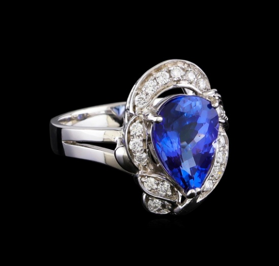 3.04 ctw Tanzanite and Diamond Ring - 14KT White Gold