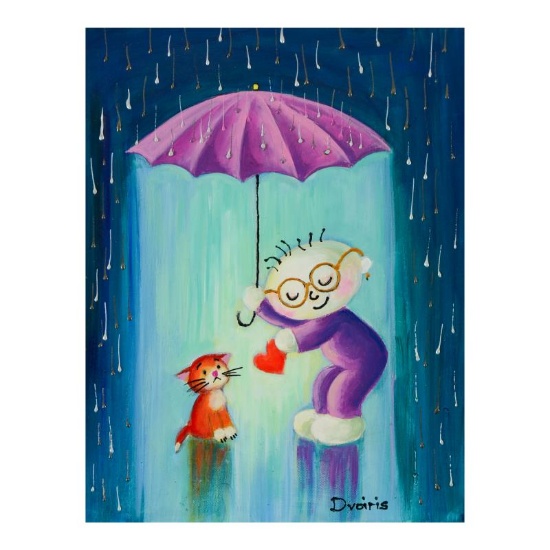 Dvoiris, Original Mixed Media Acrylic Painting on Canvas, Hand Signed with Lette