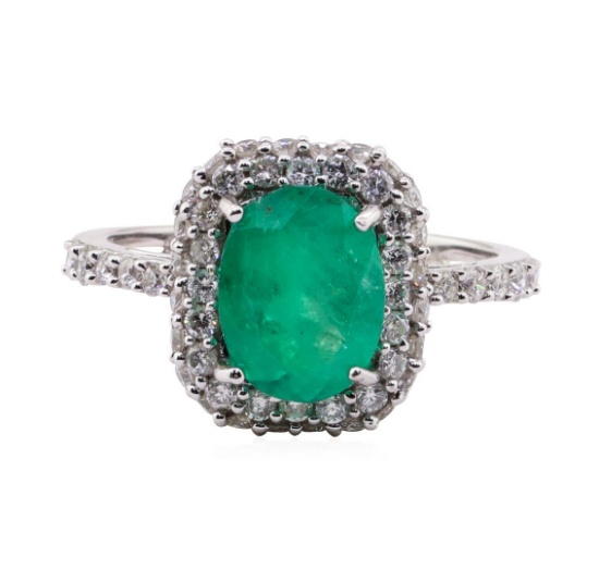 1.96 ctw Emerald and Diamond Ring - 14KT White Gold