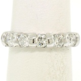 NEW 14k White Gold FINE .80 ctw Bar Set Round Brilliant Diamond Wedding Band Rin