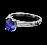 1.41 ctw Sapphire and Diamond Ring - 18KT White Gold