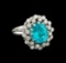 4.08 ctw Apatite and Diamond Ring - 14KT White Gold