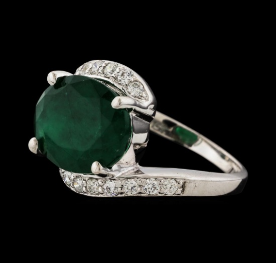 4.91 ctw Emerald and Diamond Ring - 14KT White Gold