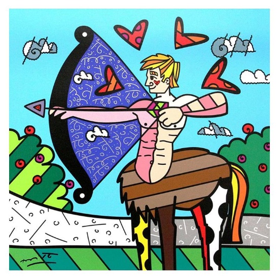 Britto, "Sagittarius White" Hand Signed Limited Edition Giclee on Canvas; Authen
