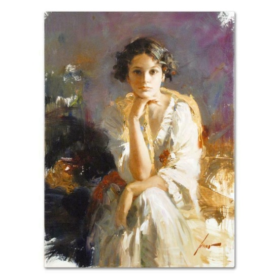 Pino (1939-2010), "Yellow Shawl" Artist Embellished Limited Edition on Canvas, A