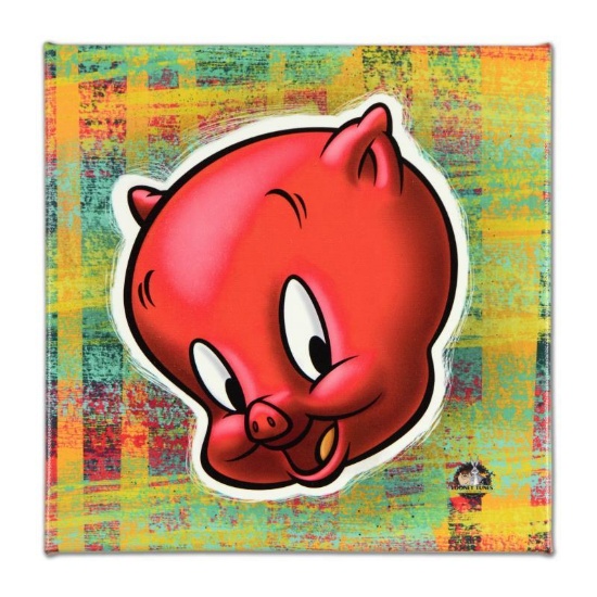 Looney Tunes, "Porky Pig" Numbered Limited Edition on Canvas with COA. This piec
