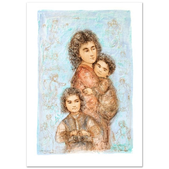 "Catherine and Children" Limited Edition Lithograph by Edna Hibel (1917-2014), N