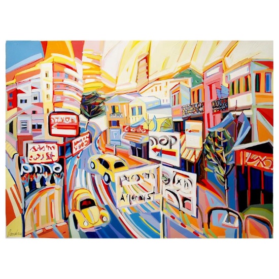 Natalie Rozenbaum, "Allenby Scene" Limited Edition on Canvas, Numbered and Hand