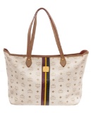 MCM White Shopper Tote Bag