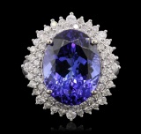 14KT White Gold 11.01 ctw GIA Certified Tanzanite and Diamond Ring