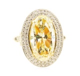 4.76 ctw Yellow Diamond Ring - 18K White and Yellow Gold