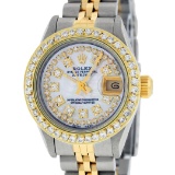 Rolex Ladies 2 Tone Mother Of Pearl String Diamond Datejust Wristwatch