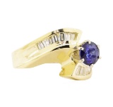 1.51 ctw Blue Sapphire And Diamond Ring - 14KT Yellow Gold