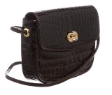 For the Art Brown Croc Leather Crossbody Bag