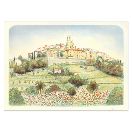 Rolf Rafflewski, "St. Paul De Vence " Limited Edition Lithograph, Numbered and H