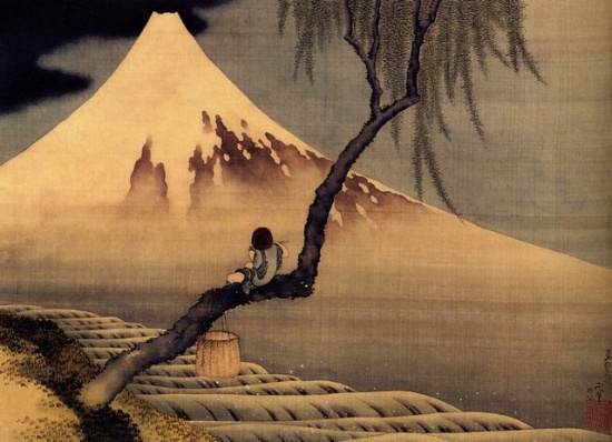 Hokusai - Boy in Front of Fujiama