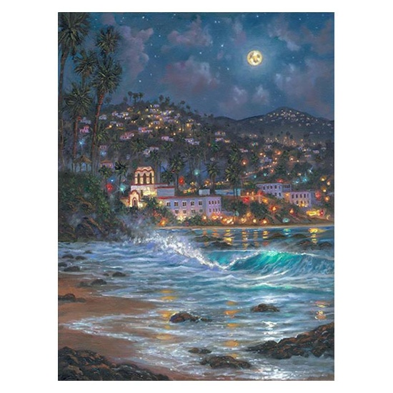 Robert Finale, "Starry Night Laguna" Hand Signed, Artist Embellished Limited Edi
