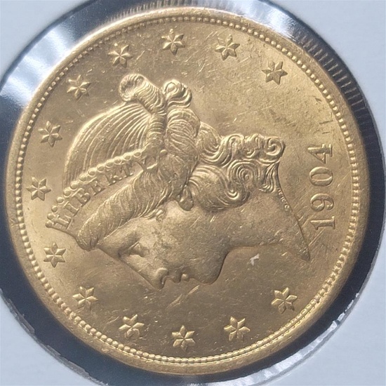 1904 20$  Liberty Head Double Eagle Gold Coin BU