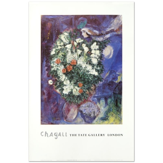 Marc Chagall (1887-1985), "Bouquet with Flying Lover" Fine Art Poster.