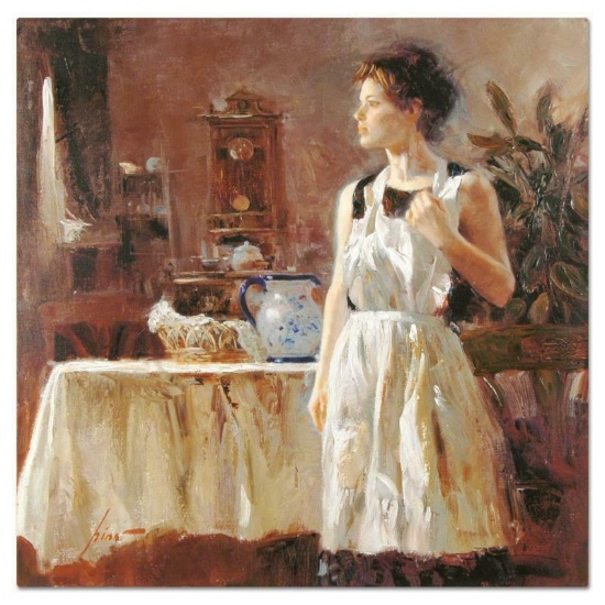 Pino (1939-2010), "Sunday Chores" Artist Embellished Limited Edition on Canvas,