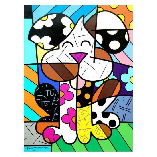 Romero Britto "Andy" LARGE Hand Signed Limited Edition Giclee on Canvas; Authent