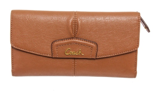 Coach Brown Leather Ashley Checkbook Wallet