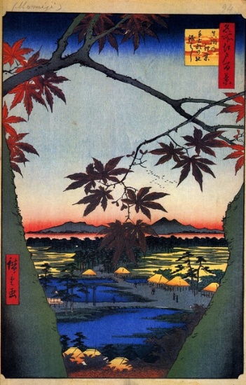 Hiroshige  - Maple Trees at Mama