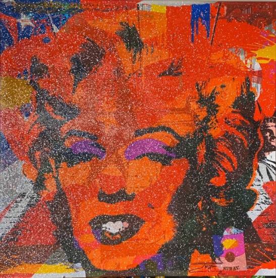 Jozza "Marilyn Monroe with Flag - Diamond Dust"