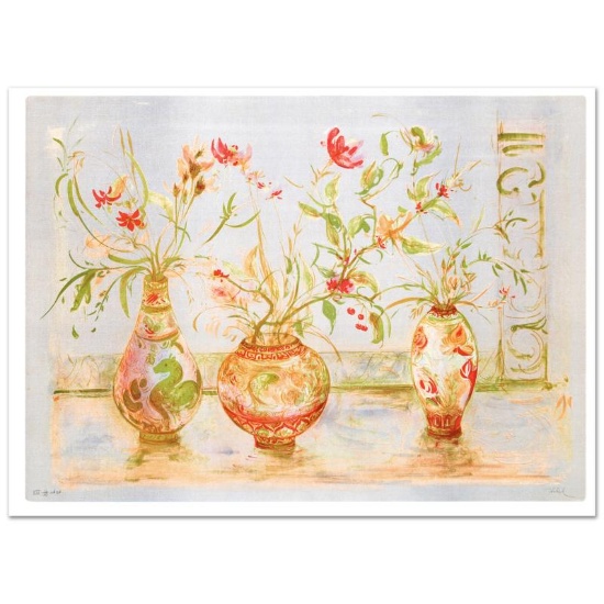 "Chinese Vase" Limited Edition Lithograph (42" x 29.5") by Edna Hibel (1917-2014