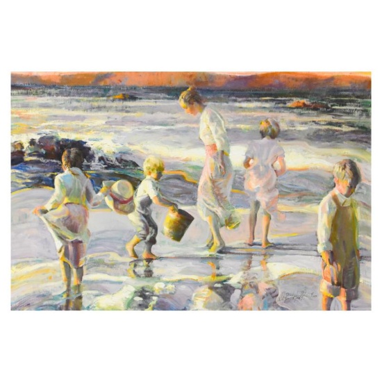 Don Hatfield, "Frolicking at the Seashore" Limited Edition Serigraph on Canvas,
