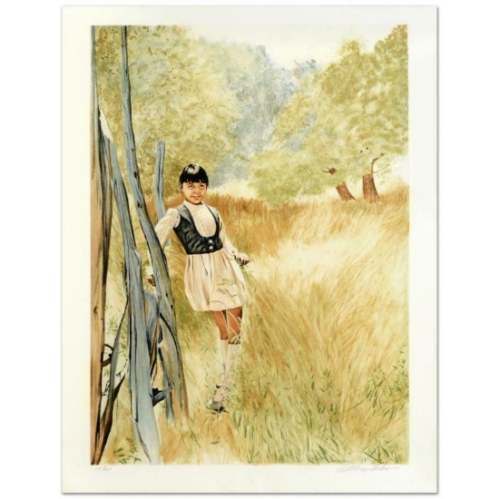 William Nelson, "Girl in Meadow" Limited Edition Serigraph, Numbered and Hand Si