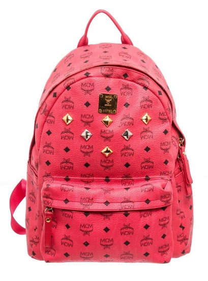 MCM Pink Canvas Stud Backpack