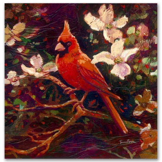 "Cardinal" Limited Edition Giclee on Canvas by Simon Bull, Numbered and Signed.