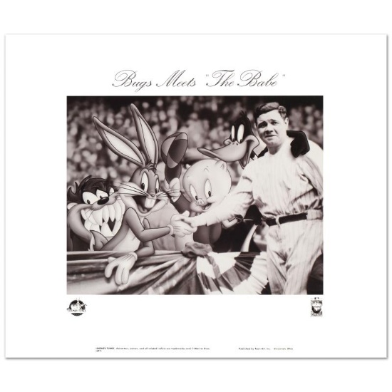"Bugs Meets The Babe" is a Collectible Lithograph from Warner Bros., Bearing the