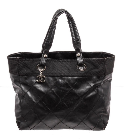 Chanel Black Leather Paris Biarritz Shoulder Bag