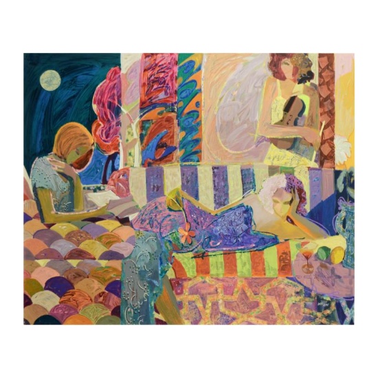 Sabzi, "Summer Evening" Limited Edition Hand Embellished Serigraph on Canvas, Nu