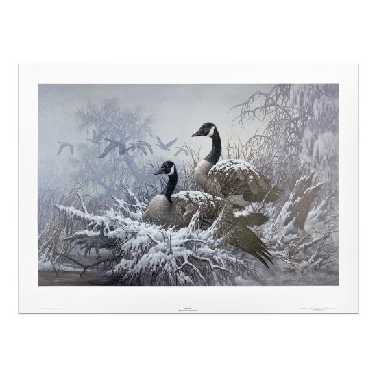 Larry Fanning (1938-2014), "April Snow - Canada Geese" Limited Edition Lithograp