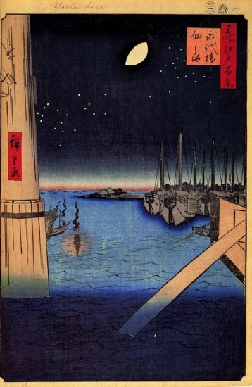 Hiroshige  - Tsukudajima from Eitai Bridge