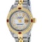 Rolex Ladies 2 Tone Mother Of Pearl String Diamond Lugs & Ruby Datejust Wriswatc