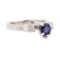 1.23 ctw Blue Sapphire and Diamond Ring - 14KT White Gold