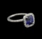 2.80 ctw Blue Sapphire and Diamond Ring - 14KT White Gold