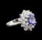 1.70 ctw Tanzanite and Diamond Ring - 14KT White Gold