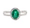 1.21 ctw Emerald and Diamond Ring - 18KT White Gold