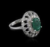 14KT White Gold 2.60 ctw Emerald and Diamond Ring