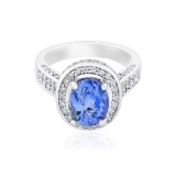 14KT White Gold 2.81 ctw Tanzanite and Diamond Ring